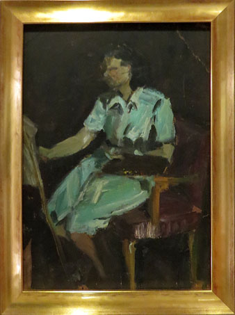Esther Boix pintant. Mercè Vallverdú Borràs. Ca. 1947