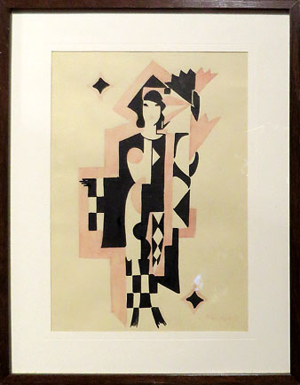 Rafael Barradas. 'Figur&iacute;n cubista para Catalina B&aacute;rcena', 1920. Tinta sobre paper
