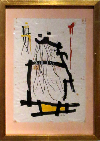 Mathias Goeritz. 'El hombre y sus &iacute;dolos' 1949. Original per al llibre 'Mathias Goeritz' de Eduardo Westerdahl, Cobalto, 1950. T&egrave;cnica mixta sobre paper