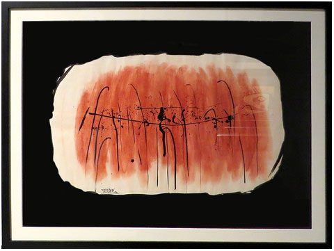 Enric Planasdur&agrave;. 'Composici&oacute; abstracta', 1962. Guaix i sanguina sobre paper