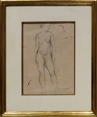 Joaquim Sunyer. 'Nu femen&iacute;', s/d. Llapis sobre paper