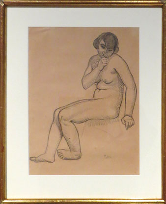 Pere Jou. 'Nu femen&iacute;', s/d. Llapis sobre paper