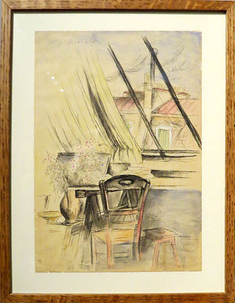 Olga Sacharoff. 'Interior' Ca. 1938. Tinta i aquarel·la sobre paper