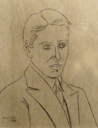 Joan Gris. 'Retrato de un bailar&iacute;n de los ballets de Di&aacute;ghilev, 1921. Llapis i carb&oacute; sobre paper