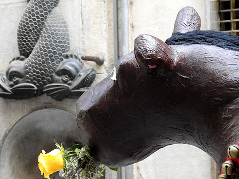 La Mulassa de la Colla Gegantera dels Alegres de Reus al carrer Argenteria