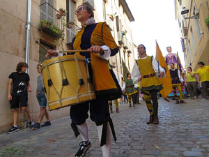 Fires de Sant Narc&iacute;s 2022. Toc de rams. Cerim&ograve;nia del canvi de rams de les gegantes