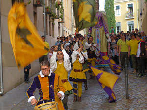 Fires de Sant Narc&iacute;s 2022. Toc de rams. Cerim&ograve;nia del canvi de rams de les gegantes