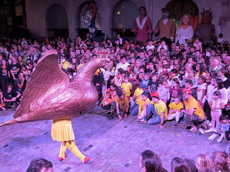 Fires de Sant Narcís 2022. El pregó. Ball de capgrossos i gegants