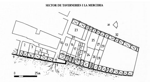 Planta que correspon al sector central i meridional de la galta
esquerra de la Rambla de la Llibertat