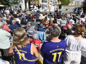 Diada Nacional 2023. Acte institucional a la plaça Catalunya, amb parlaments de Lluc Salellas, Miquel Noguer i Laia Cañigueral