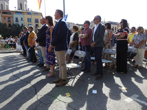 Diada Nacional 2023. Acte institucional a la plaça Catalunya, amb parlaments de Lluc Salellas, Miquel Noguer i Laia Cañigueral