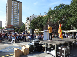 Diada Nacional 2023. Acte institucional a la plaça Catalunya, amb parlaments de Lluc Salellas, Miquel Noguer i Laia Cañigueral