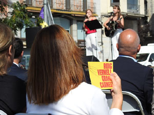 Diada Nacional 2023. Acte institucional a la plaça Catalunya, amb parlaments de Lluc Salellas, Miquel Noguer i Laia Cañigueral