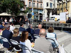 Diada Nacional 2023. Acte institucional a la plaça Catalunya, amb parlaments de Lluc Salellas, Miquel Noguer i Laia Cañigueral