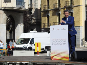 Diada Nacional 2023. Acte institucional a la plaça Catalunya, amb parlaments de Lluc Salellas, Miquel Noguer i Laia Cañigueral