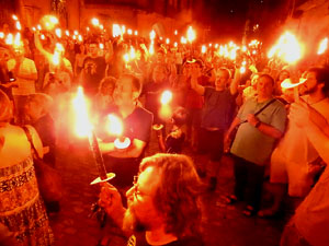 Diada Nacional 2023. XVI Marxa de Torxes de Girona pels carrers del Barri Vell de Girona