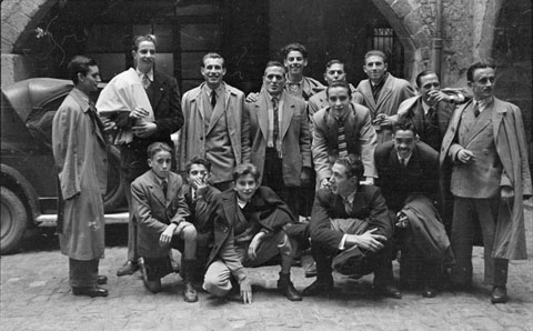 Festivitat de Sant Eloi. Retrat de grup a les Voltes d'en Rosés. 1949