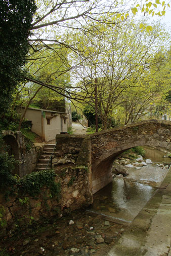 El pont i les escales de la font del Bisbe