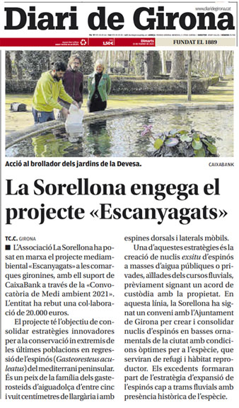 Not&iacute;cia d'una de les accions sobre la fauna del brollador. 2022