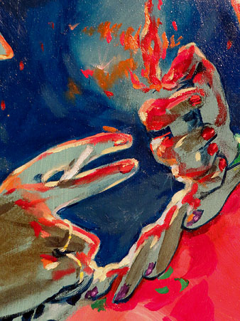 Detall de l'obra 'Relacions de festa', de Roser Olievras Oliver, 1986