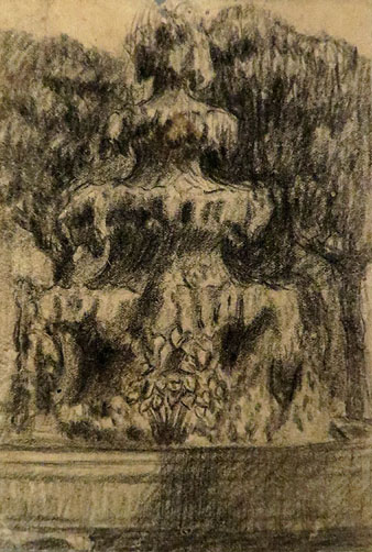 Apunt de paisatge: la Devesa. Fidel Aguilar Marc&oacute;. 1910-1917. Carb&oacute; sobre paper