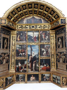 Pere Fern&aacute;ndez, Antoni Norri i Antoni Mateu. Retaule de Santa Elena. Girona, 1519-1521. Pintura a l'oli i al tremp sobre fusta, fusta tallada i daurada