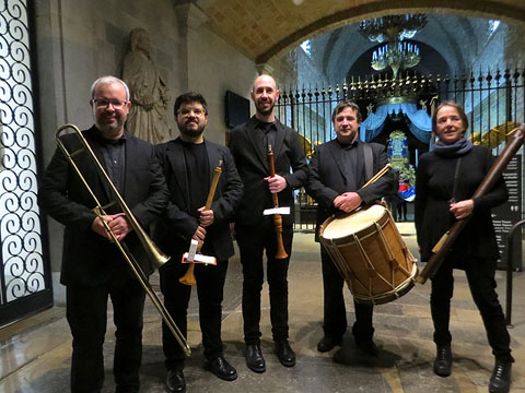 La Cobla de Ministrers de Girona: Iv&oacute; Jord&agrave;, Albert Medina, Adur Ugalde, Anna Losantos i Albert Garcia