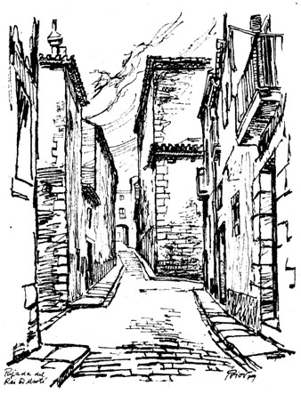 Dibuix de la pujada del rei Martí. Ramon Prior, 1979