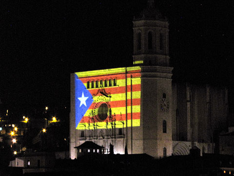 Prova de la projecci&oacute; de l'estelada feta el dia 5 de setembre