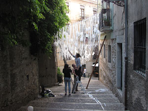 Girona Temps de Flors 2014. Preparaci&oacute; dels muntatges florals