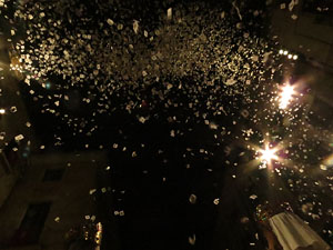 Fires de Girona 2014. Ballades de capgrossos, gegants i Àguila de la ciutat a la plaça del Vi