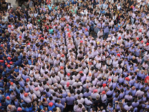 Fires de Girona 2014. Diada castellera amb Marrecs de Salt, Minyons de Terrassa i Capgrossos de Matar&oacute;