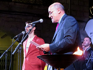 Diada Nacional 2015. IX Marxa de Torxes de Girona. Actes a la pla&ccedil;a del Vi