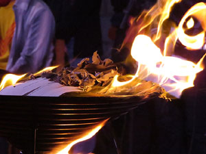 Diada Nacional 2015. IX Marxa de Torxes de Girona. Actes a la pla&ccedil;a del Vi