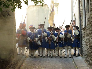 Girona resisteix! Jornades de recreació històrica de la Guerra de Successió. Combat als carrers Bellmirall - Alemanys