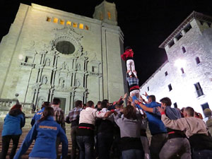 Fires 2015. Assaig de pilar de 4 a les escales de la Catedral pels Marrecs de Salt