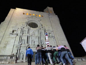 Fires 2015. Assaig de pilar de 4 a les escales de la Catedral pels Marrecs de Salt