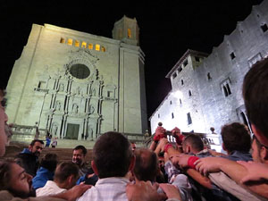 Fires 2015. Assaig de pilar de 4 a les escales de la Catedral pels Marrecs de Salt