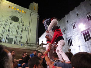 Fires 2015. Assaig de pilar de 4 a les escales de la Catedral pels Marrecs de Salt