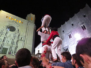 Fires 2015. Assaig de pilar de 4 a les escales de la Catedral pels Marrecs de Salt