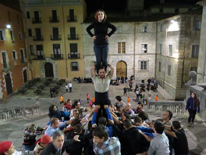 Fires 2015. Assaig de pilar de 4 a les escales de la Catedral pels Marrecs de Salt