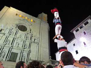Fires 2015. Assaig de pilar de 4 a les escales de la Catedral pels Marrecs de Salt