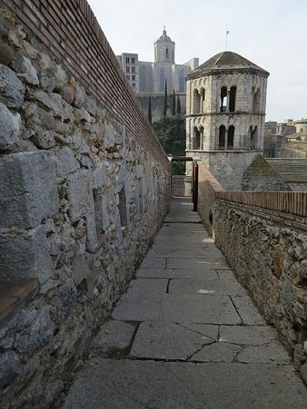 La Catedral i Sant Pere de Galligants des del camí de ronda de la muralla de Santa Llúcia