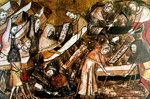 Enterrament de v&iacute;ctimes de la pesta, a Tournai