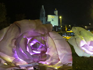 Nadal 2015 a Girona. Decoració nadalenca a les rotondes d'entrada a Girona