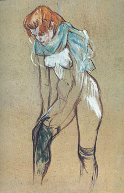 Femme enfilant son bas (1894). Guaix. 61,5  44,5 cm