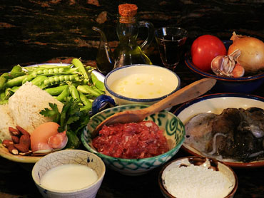 Ingredients de les pilotilles amb sèpia i pèsols