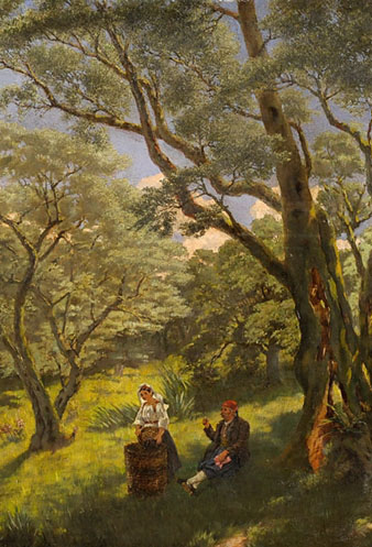 Collita d'olives a Corfú. John Rafter. Oli sobre tela, 1907