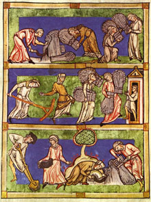 Pagesos, segons una miniatura del segle XIII