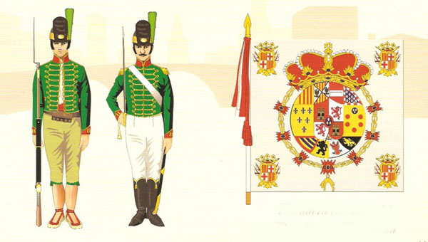 Defensors de Girona. Voluntaris de Tarragona i bandera coronela del Batall&oacute; de Barcelona
